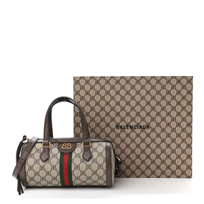 Gucci X BALENCIAGA BB Supreme Monogram Web Small Ophidia Boston Bag Beige New Acero 11 of 11