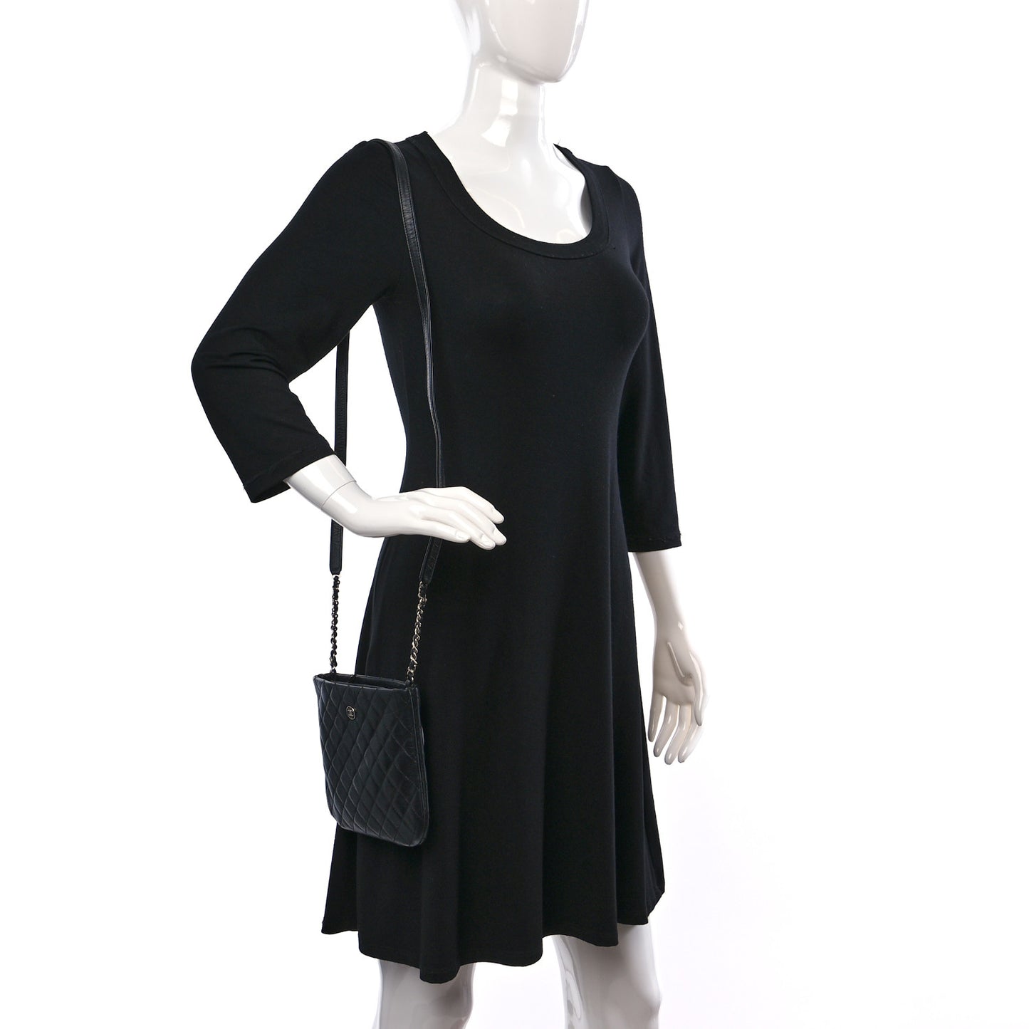 Aged Calfskin Quilted Crossbody Bag Black