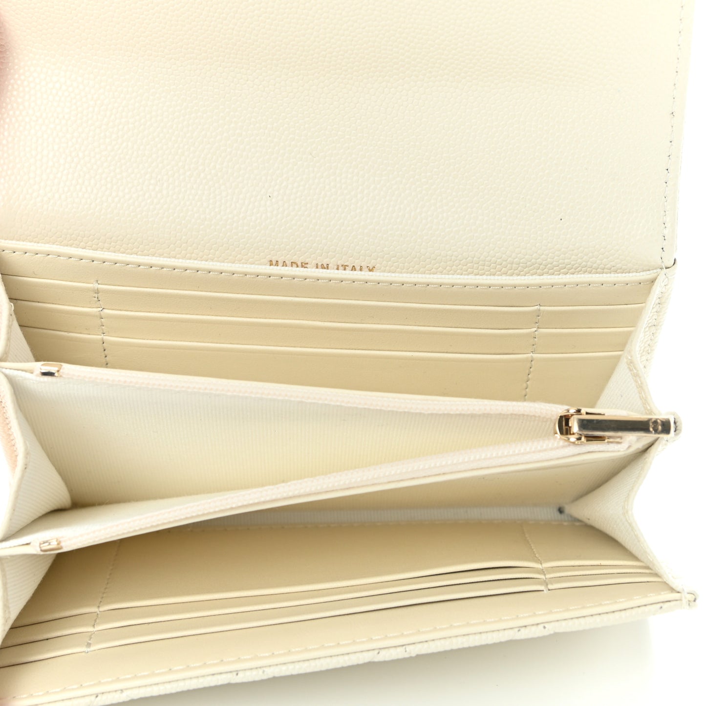 Caviar Quilted Medium Flap Wallet White