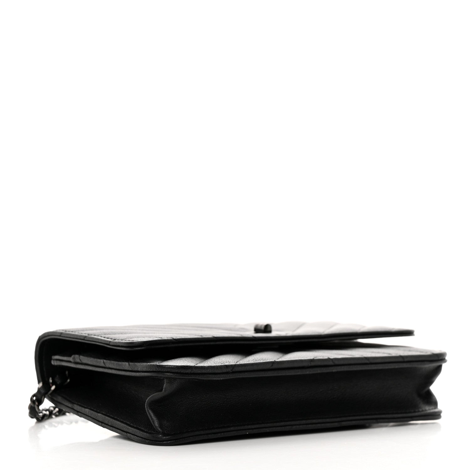 Chanel Sheepskin Chevron Reissue Wallet On Chain WOC So Black 4 of 13