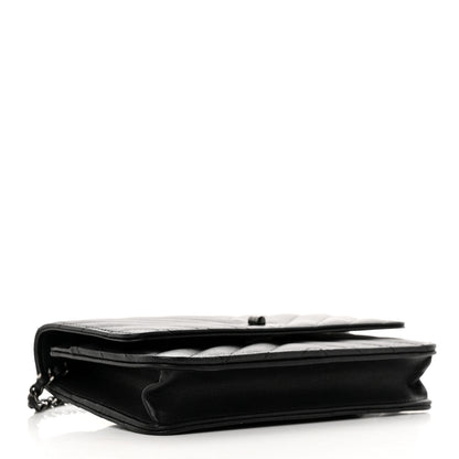 Chanel Sheepskin Chevron Reissue Wallet On Chain WOC So Black 4 of 13