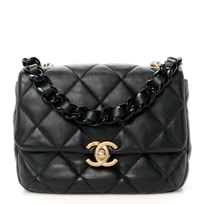Chanel Lambskin Quilted Mini Lacquered Chain Flap Black 1 of 10