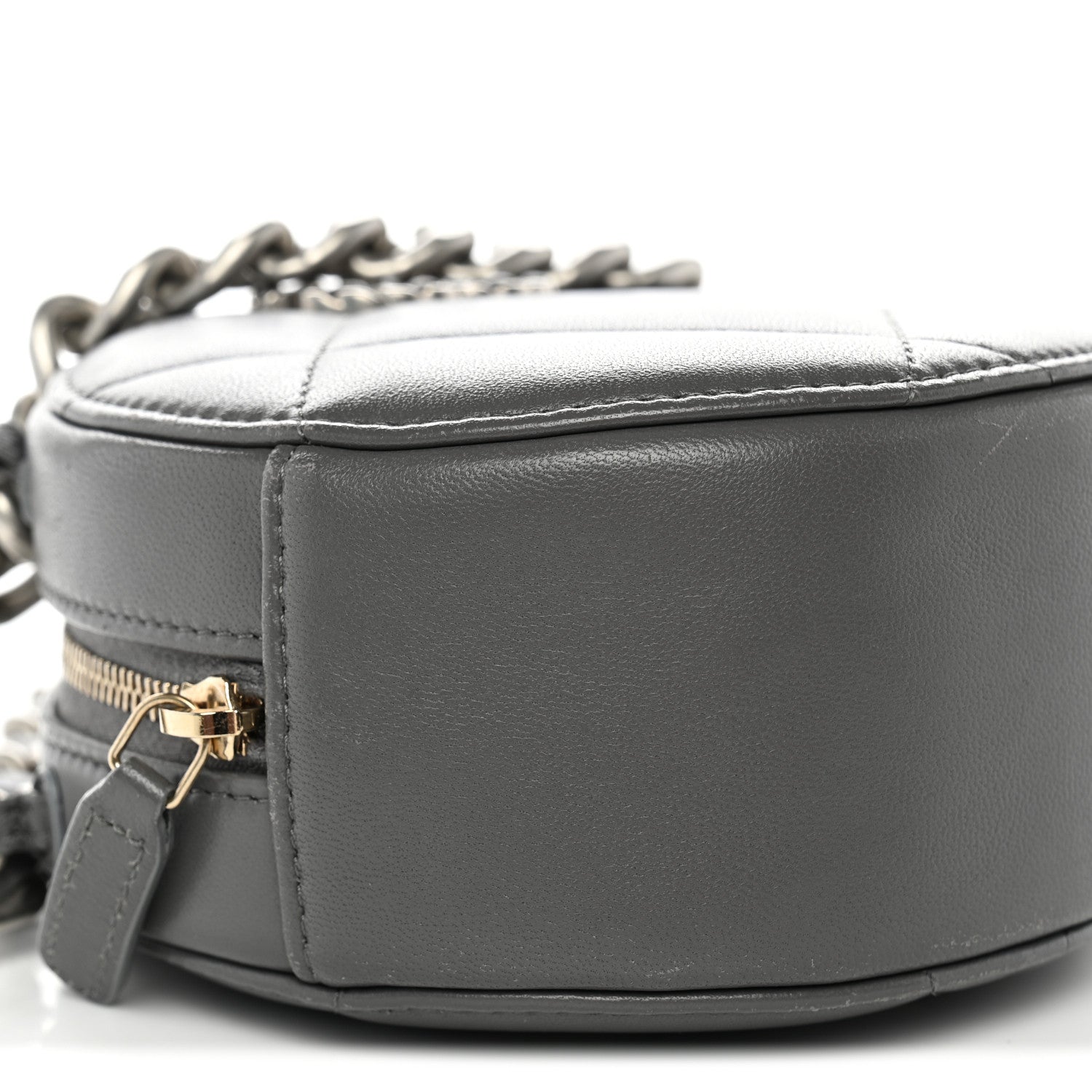 Chanel Lambskin Quilted Chanel 19 Round Clutch With Chain Grey 9 of 10