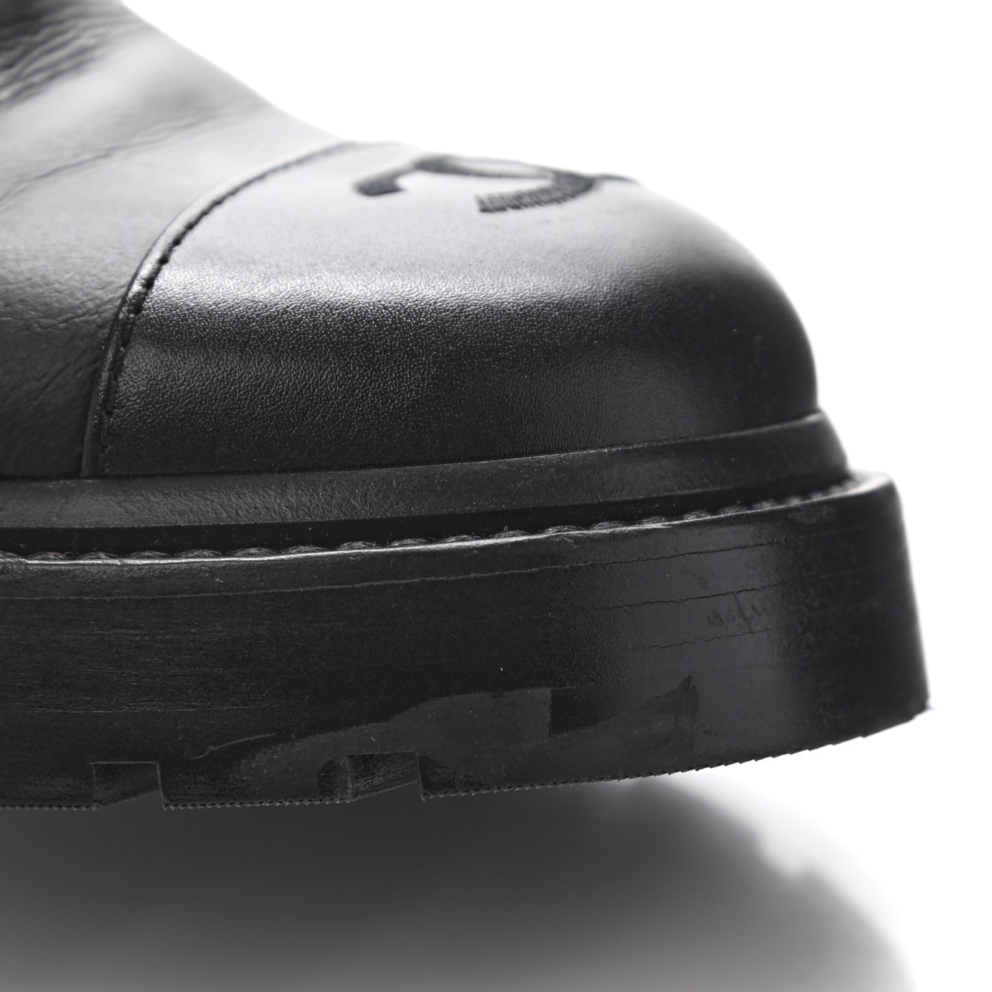 Shiny Goatskin Calfskin Quilted Lace Up Combat Boots 38 Black
