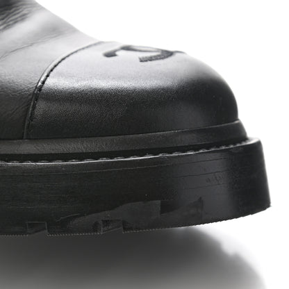 Chanel Shiny Goatskin Calfskin Quilted Lace Up Combat Boots 38 Black 14 of 14