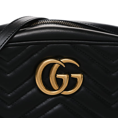 Gucci Calfskin Matelasse Small GG Marmont Chain Shoulder Bag Black 8 of 10