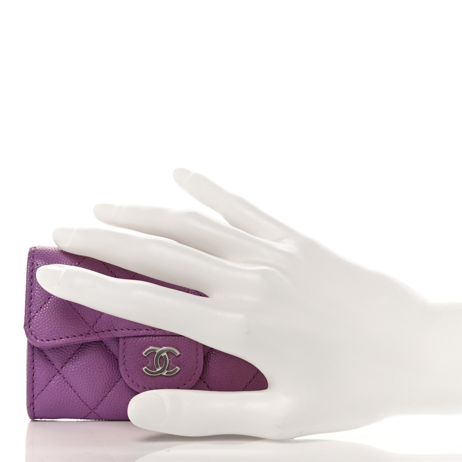 Chanel Caviar Quilted Flap Card Holder Wallet Purple 2 of 11