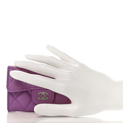 Chanel Caviar Quilted Flap Card Holder Wallet Purple 2 of 11