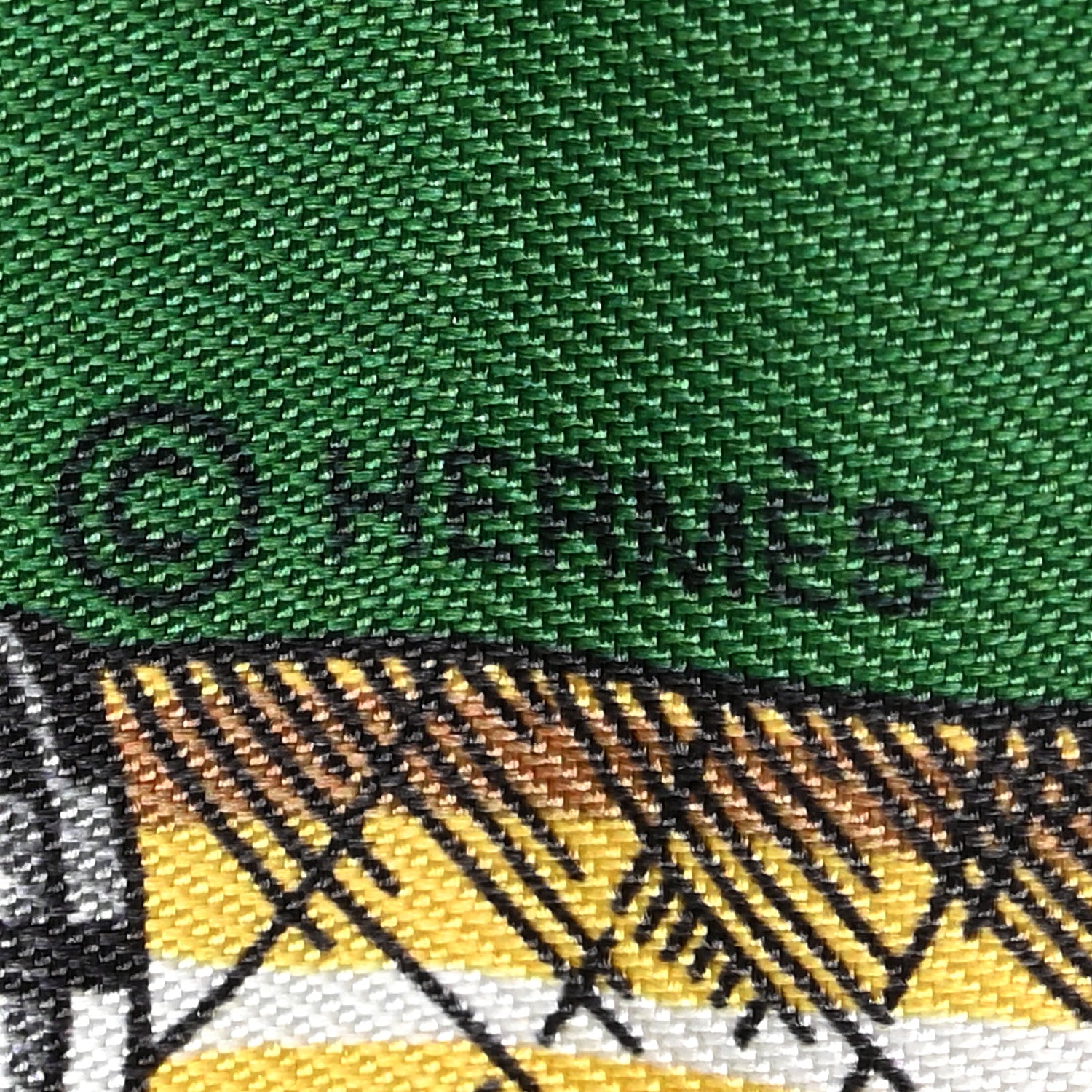 Hermes Silk Cavalcades Twilly Emeraude Beige Dore 2 of 3