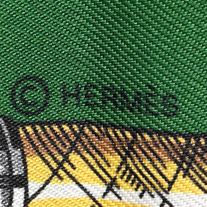 Hermes Silk Cavalcades Twilly Emeraude Beige Dore 2 of 3