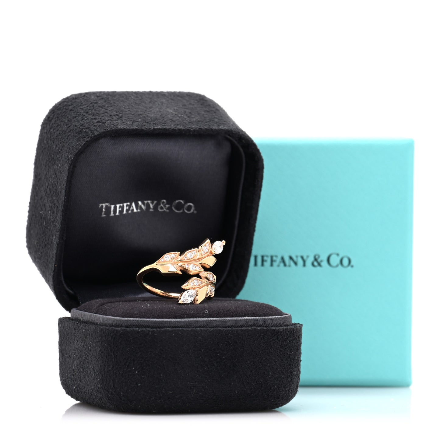 18K Rose Gold Diamond Victoria Vine Bypass Ring 49 5