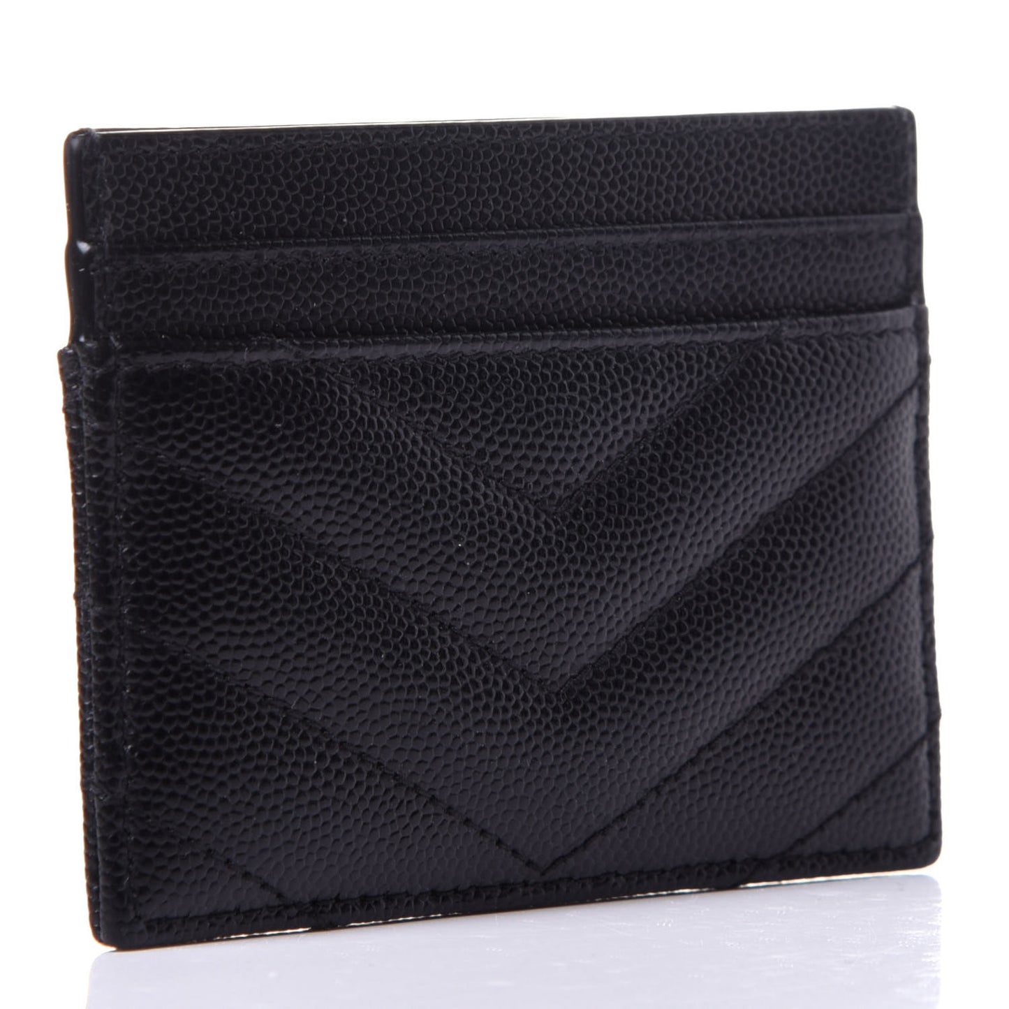 Grain De Poudre Matelasse Chevron Monogram Credit Card Case Black