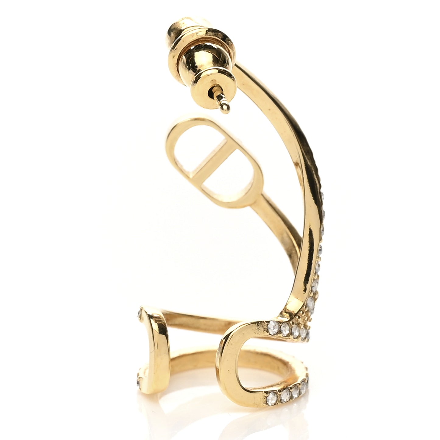 Metal Crystal Petit Rigid CD Ear Jewelry Gold