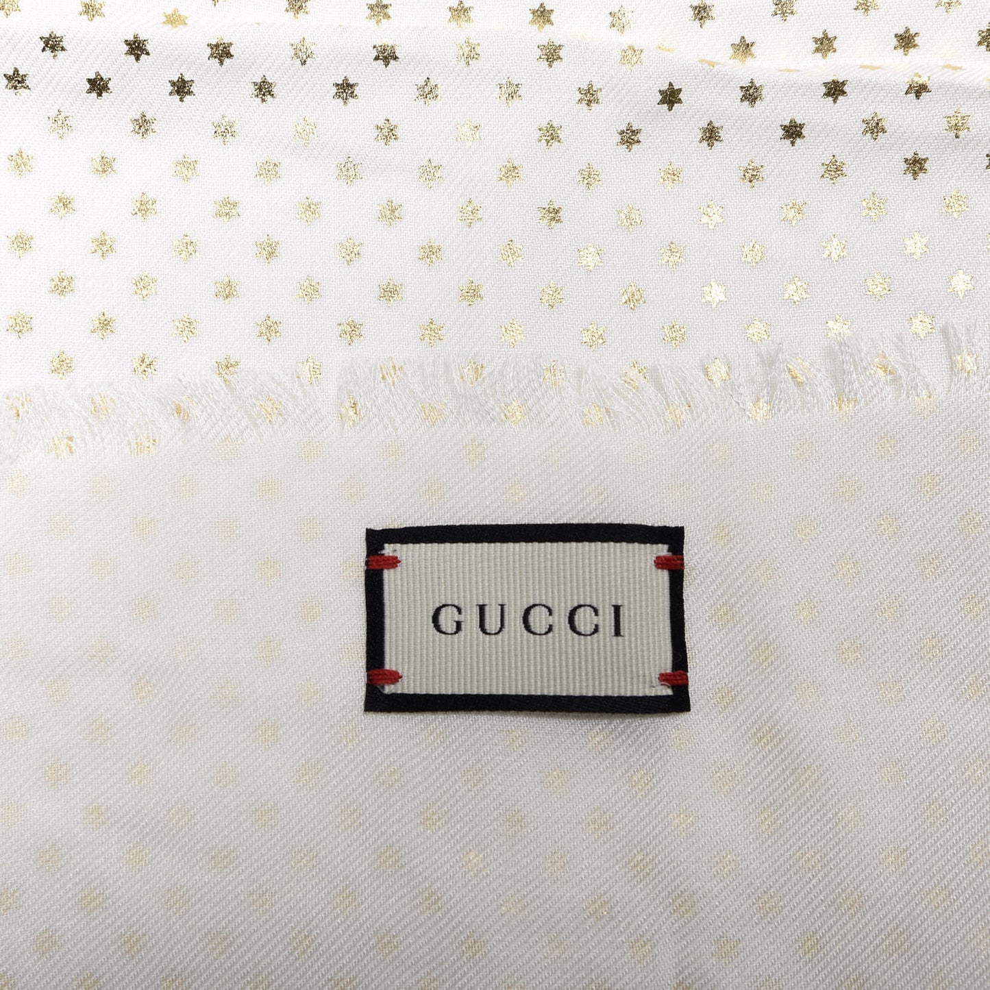 X SEGA Modal Silk Cashmere GUCCY Stars Print Scarf White Gold