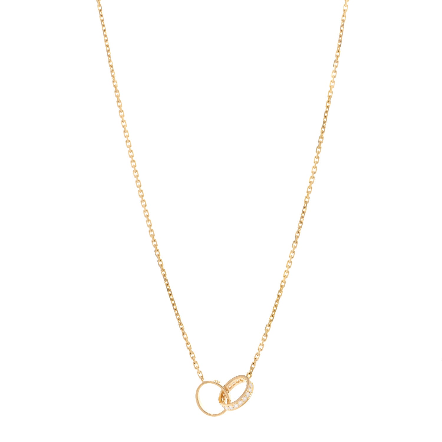 Cartier 18K Yellow Gold Diamond Interlocking LOVE Necklace 1 of 5