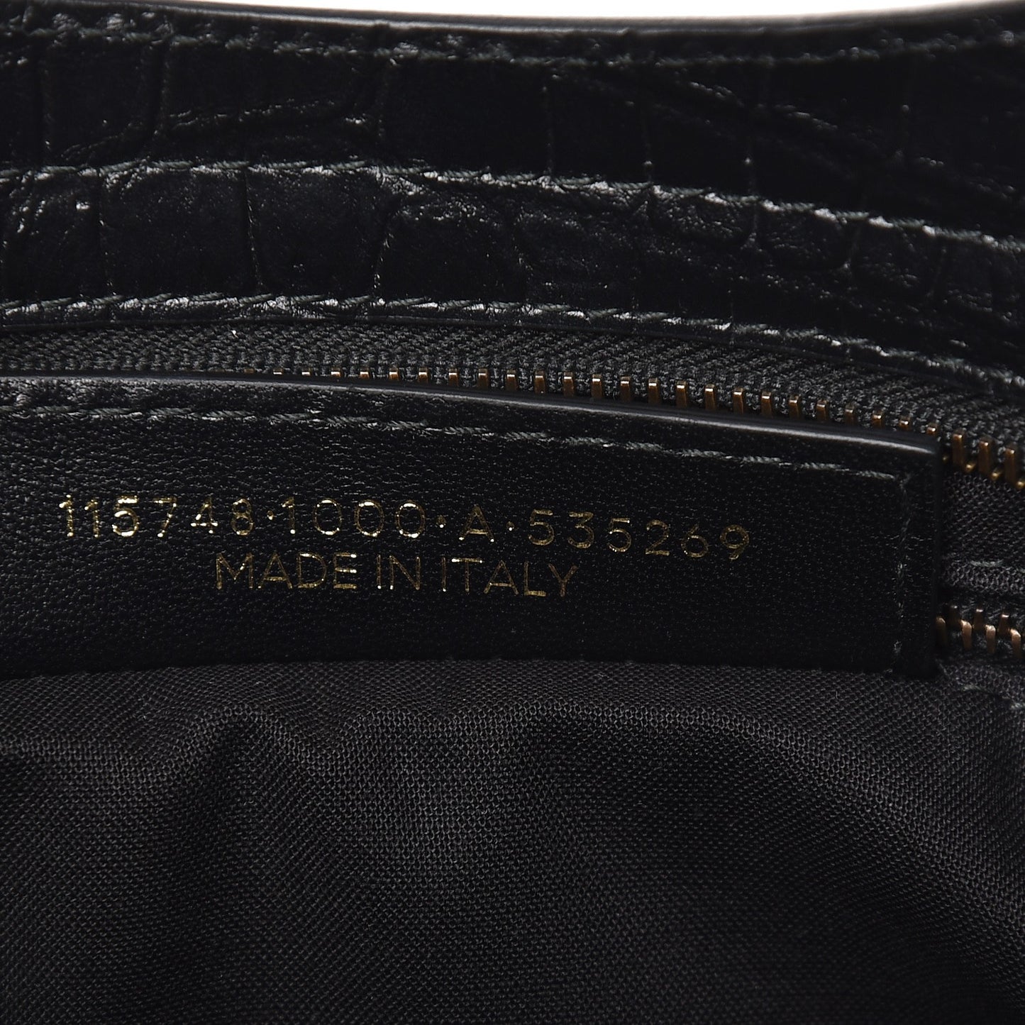 Calfskin Crocodile Embossed Classic Hardware City Black