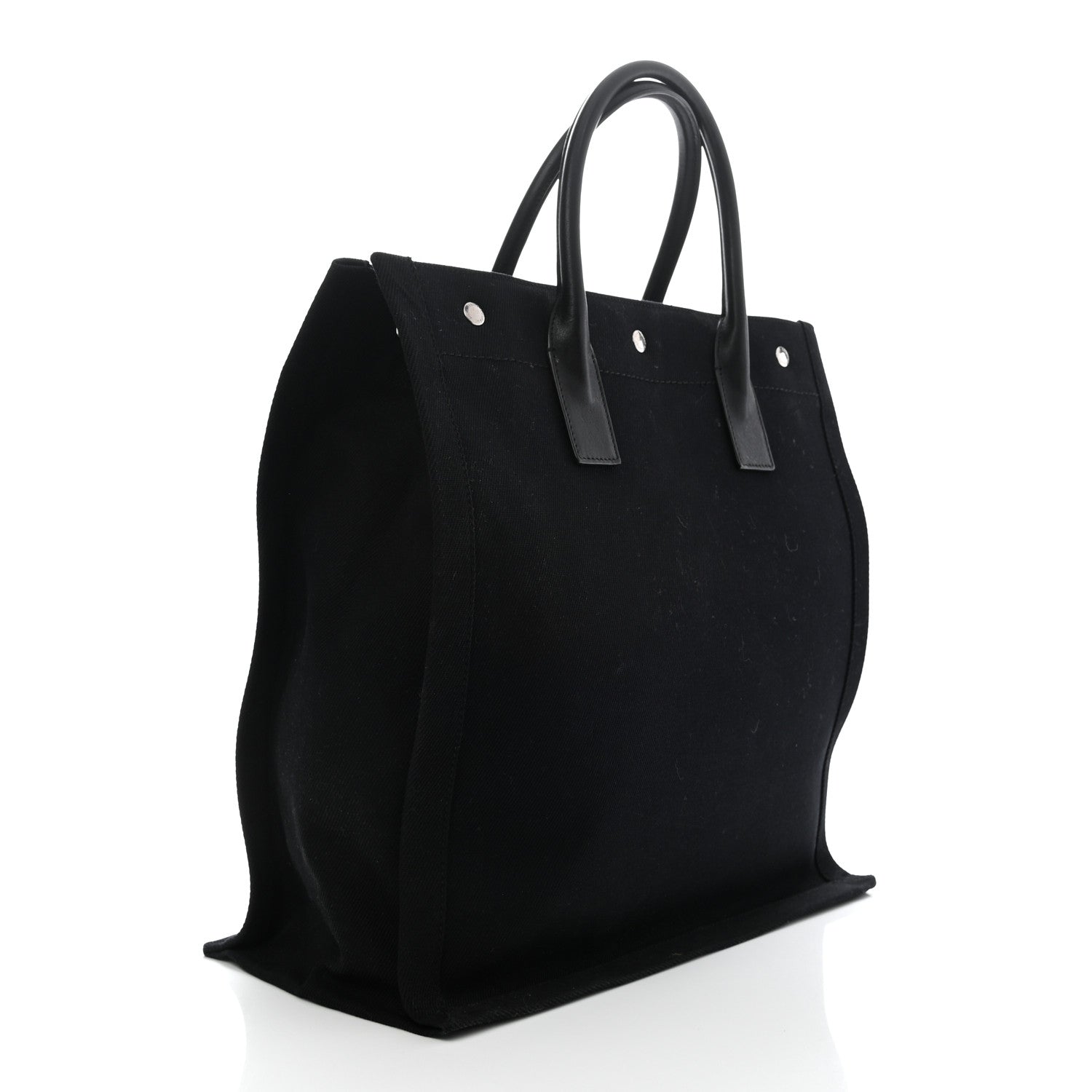 Saint Laurent Linen Calfskin Rive Gauche North South Tote Black 3 of 8