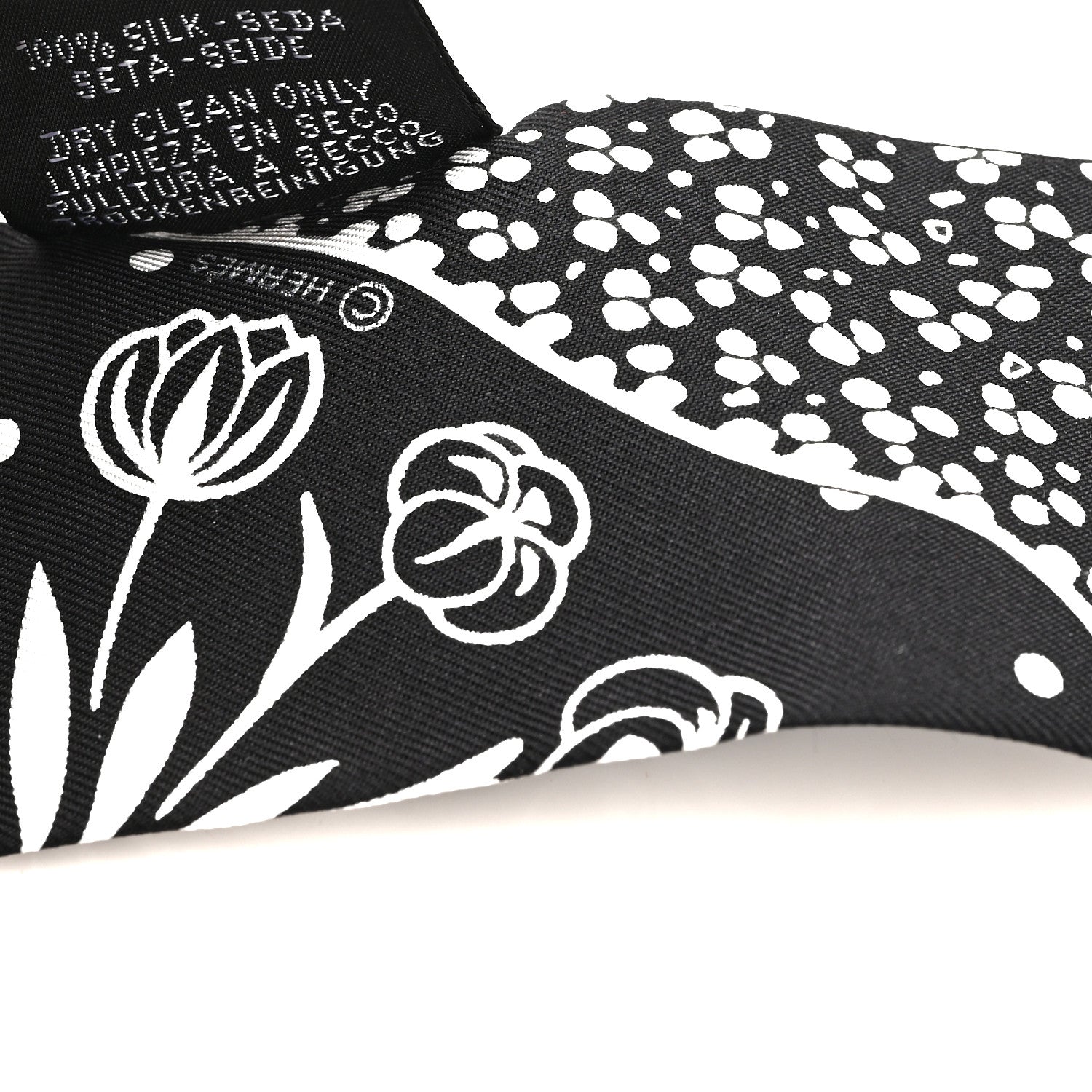 Hermes Silk Les Leopards Twilly Black White 4 of 4