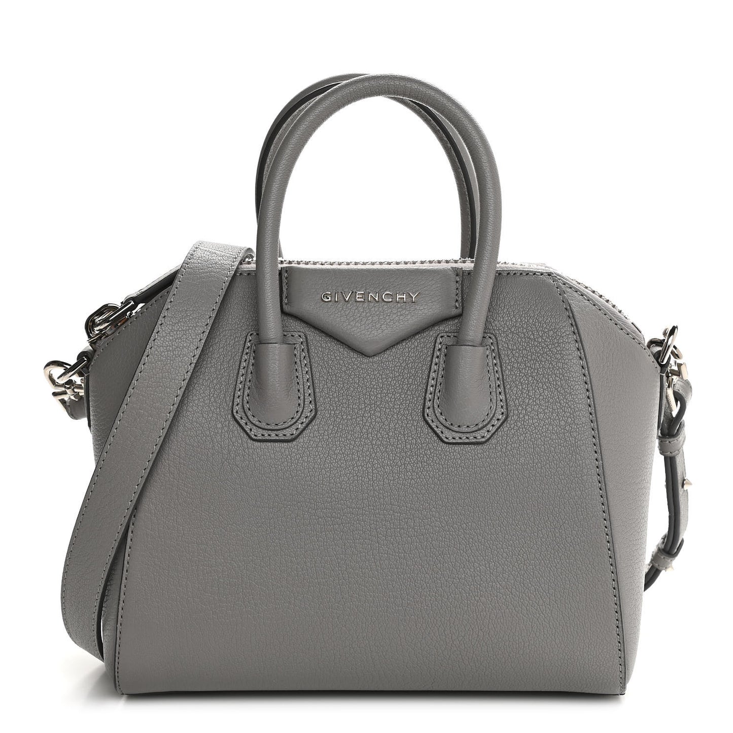 Sugar Goatskin Mini Antigona Pearl Grey