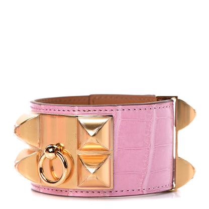 Hermes Matte Alligator Collier De Chien CDC Bracelet T2 5P Pink 1 of 6