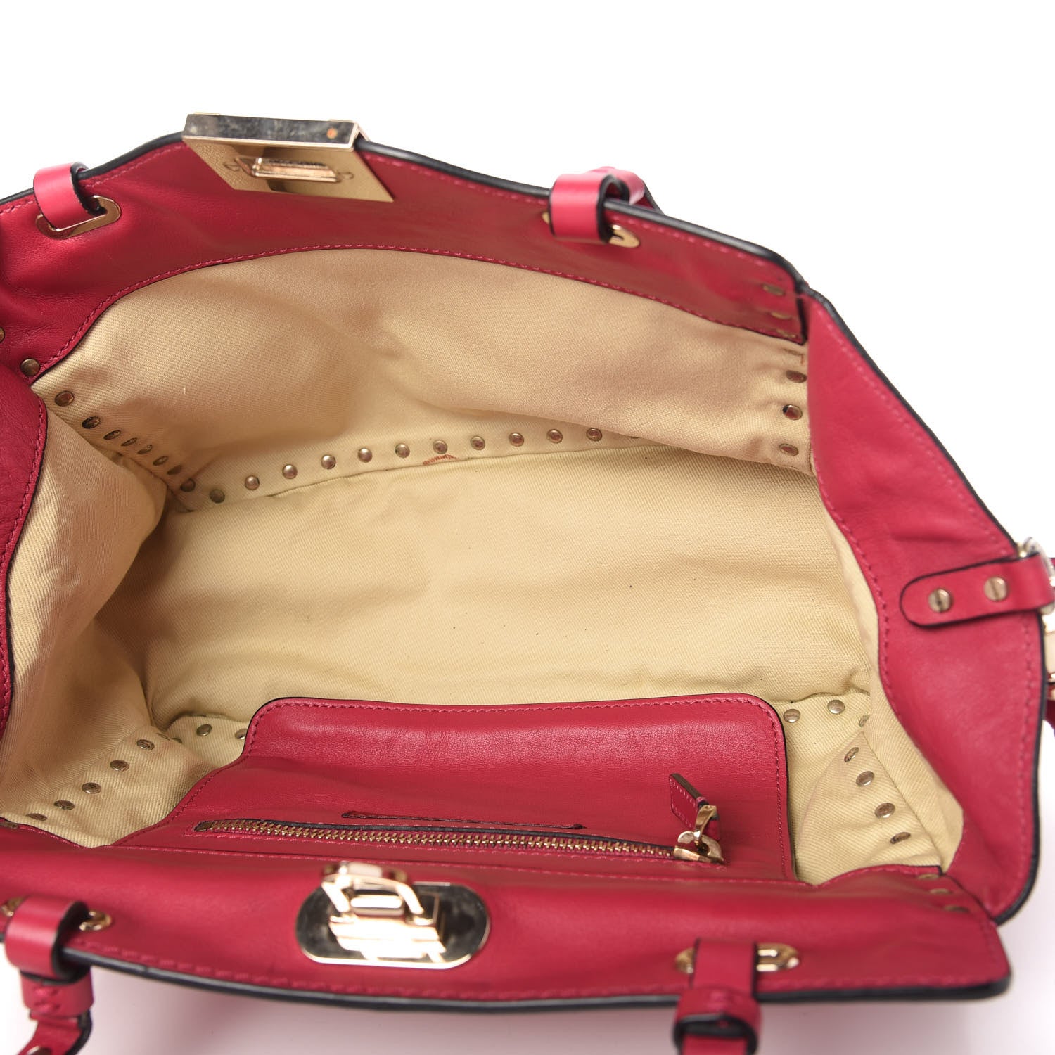 Valentino Garavani Vitello Small Rockstud Tote Fuchsia 7 of 14