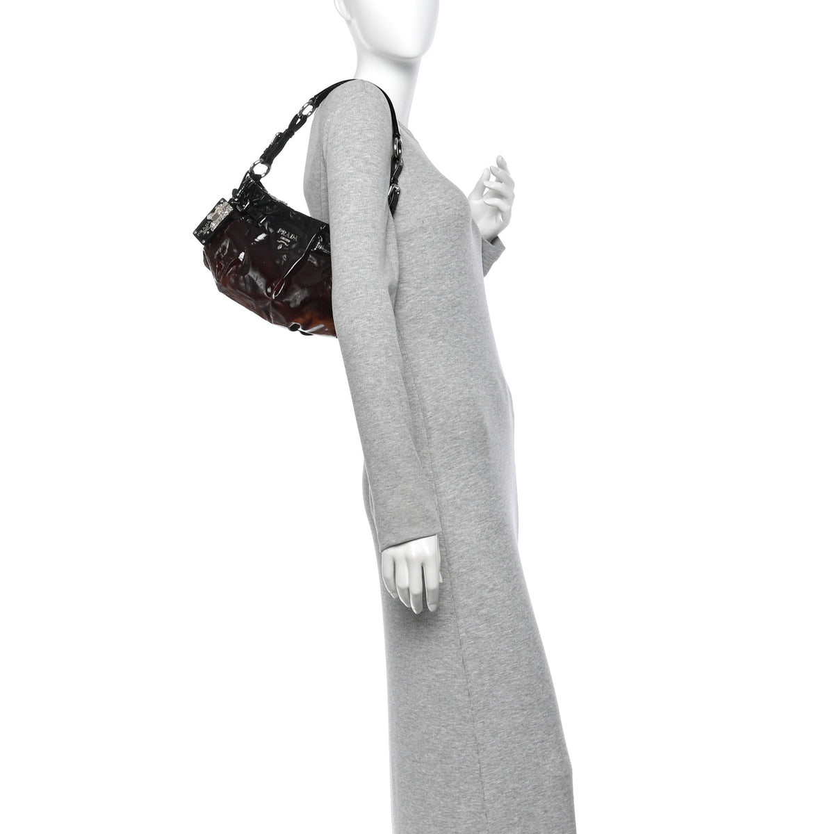 Vernice Sfumata Shoulder Bag Black Nudo