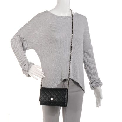 Chanel Lambskin Quilted Wallet On Chain WOC Black 2 of 10