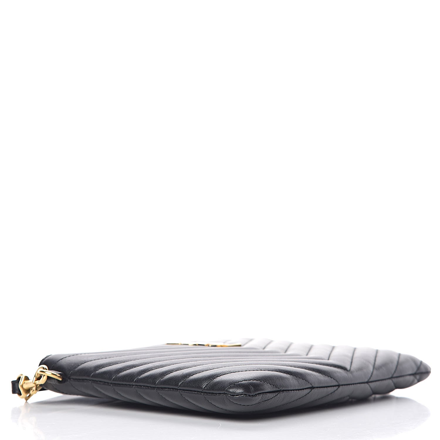Saint Laurent Calfskin Matelasse Chevron Monogram A5 Wristlet Black 4 of 12