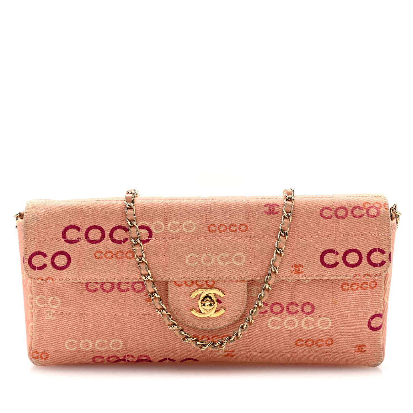 Canvas Chocolate Bar Quilted Coco East West Flap Pink