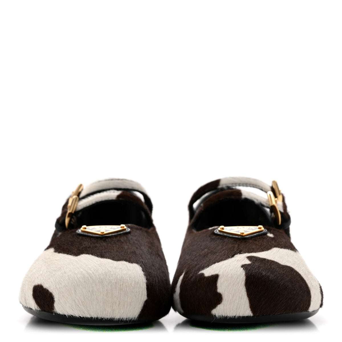 Calf Hair Cow Print Ballerina Flats 41 White Moro