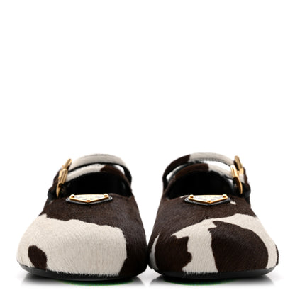 Prada Calf Hair Cow Print Ballerina Flats 41 White Moro 3 of 10