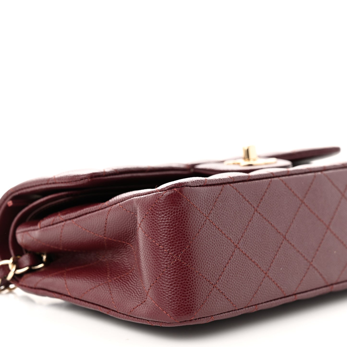 Caviar Quilted Small Double Flap Burgundy