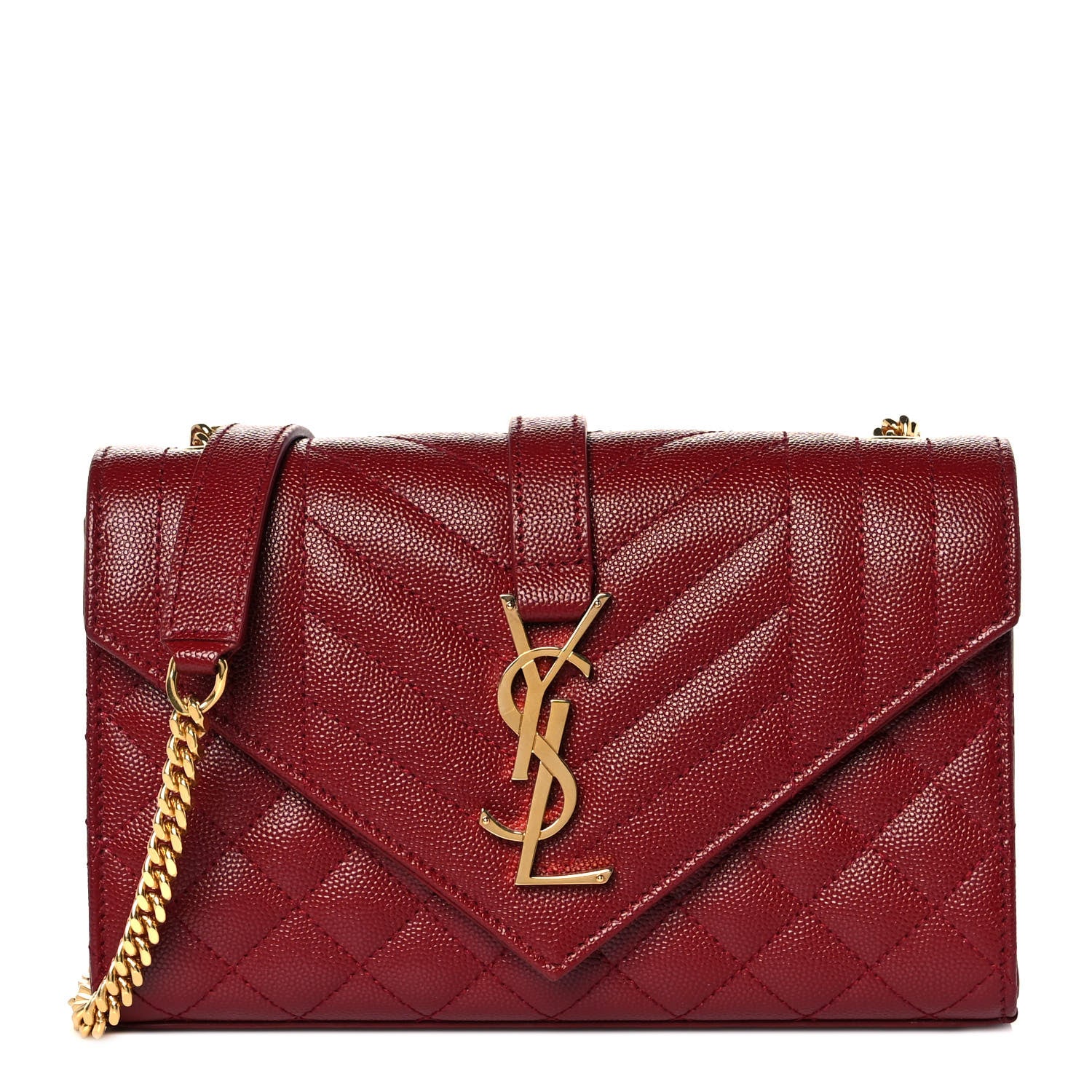 Saint Laurent Grain De Poudre Textured Mixed Matelasse Triquilt Small Monogram Satchel Red 1 of 8