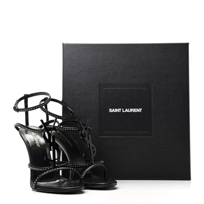 Saint Laurent Calfskin Studded Cassandra 110 Sandals 39 Black 9 of 9