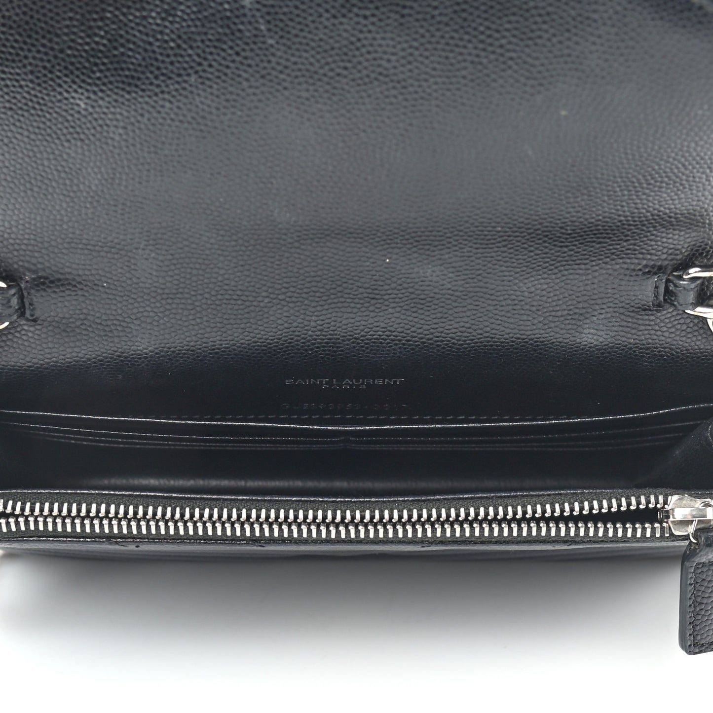 Grain De Poudre Matelasse Chevron Monogram Envelope Chain Wallet Black