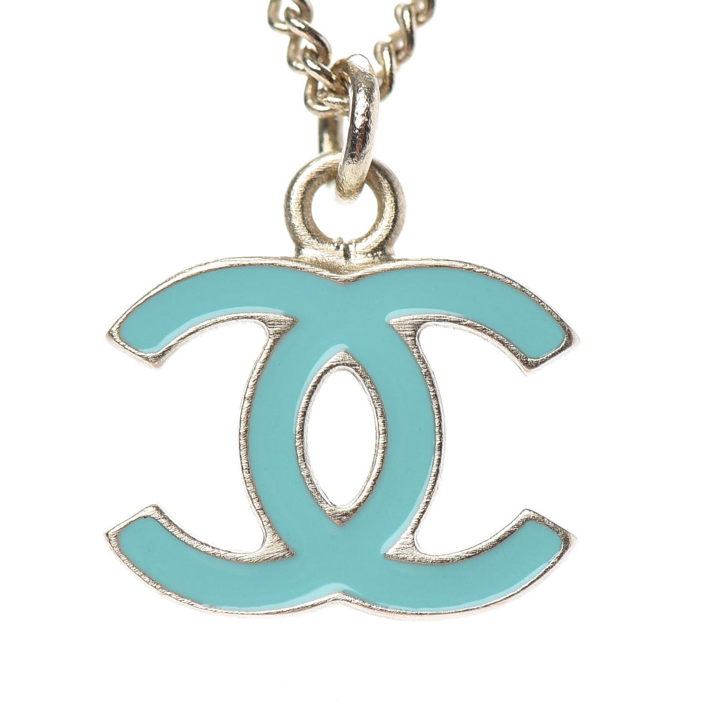 Enamel CC Necklace Blue Light Gold