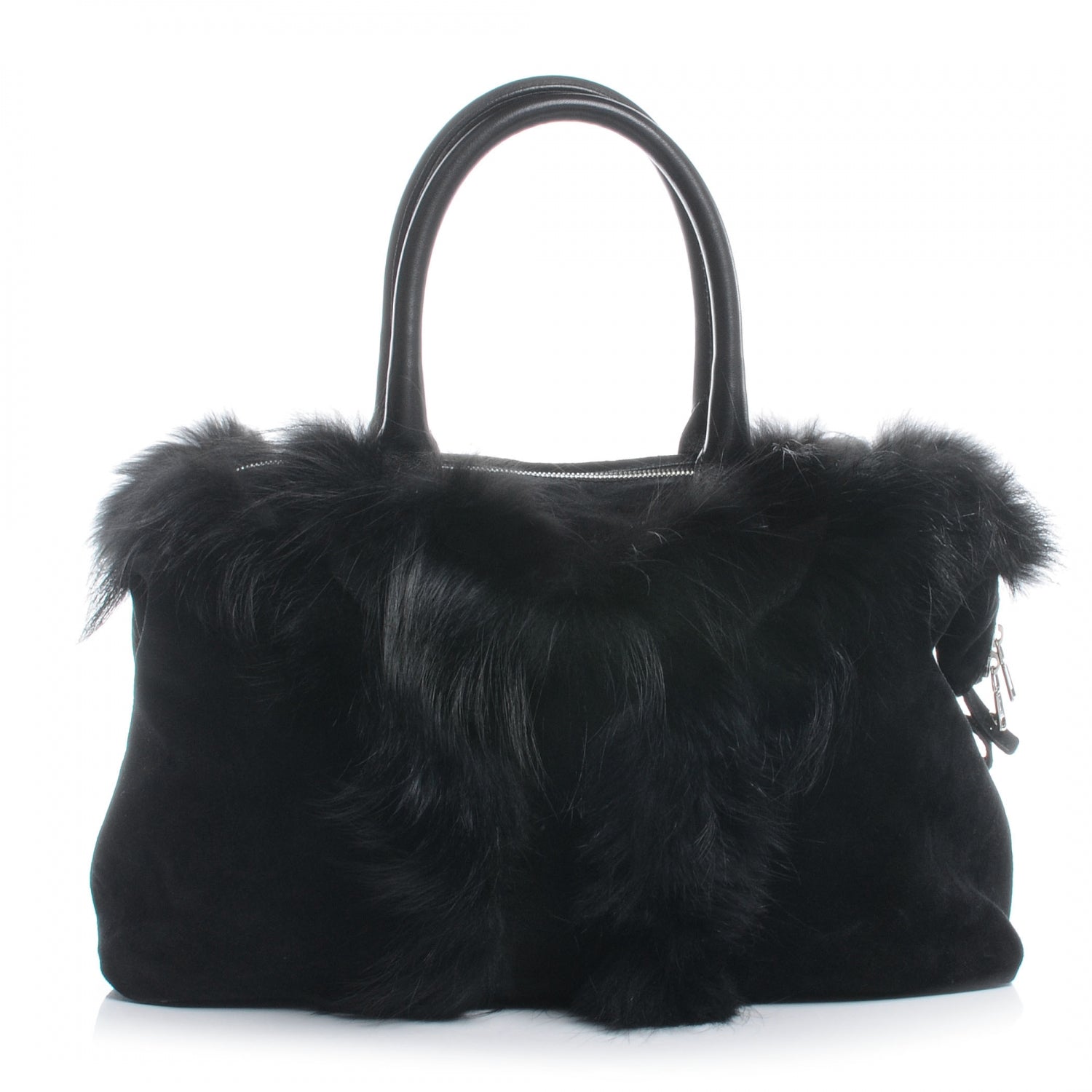 Saint Laurent Fox Fur Medium Easy Sac Black 1 of 7