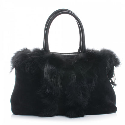 Saint Laurent Fox Fur Medium Easy Sac Black 1 of 7