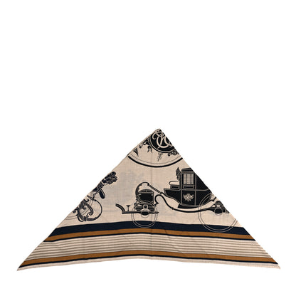 Hermes Cashmere Silk Ex-Libris Giant Triangle Scarf Natural Black Gold 1 of 4