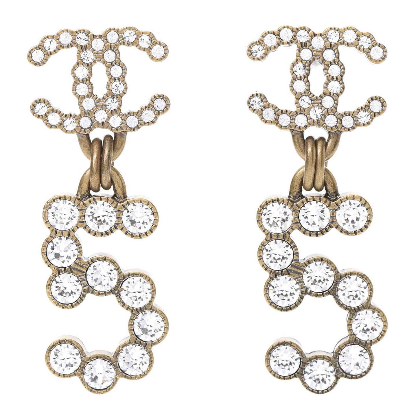 Metal Crystal City of Lights No 5 Drop Earrings Gold
