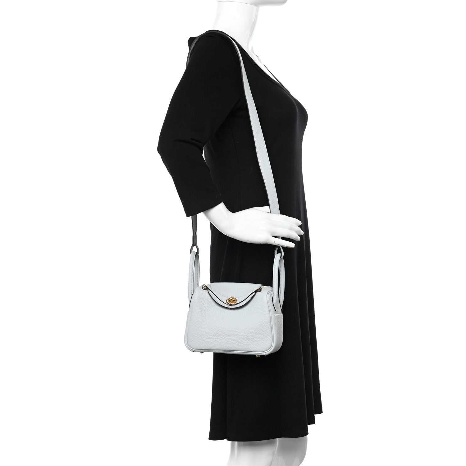 Hermes Taurillon Clemence Mini Lindy 20 Bleu Pale 2 of 10