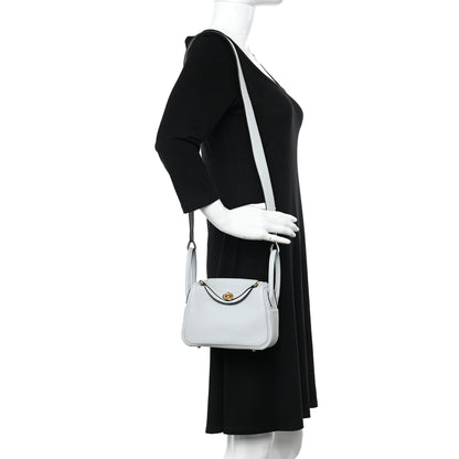 Hermes Taurillon Clemence Mini Lindy 20 Bleu Pale 2 of 10