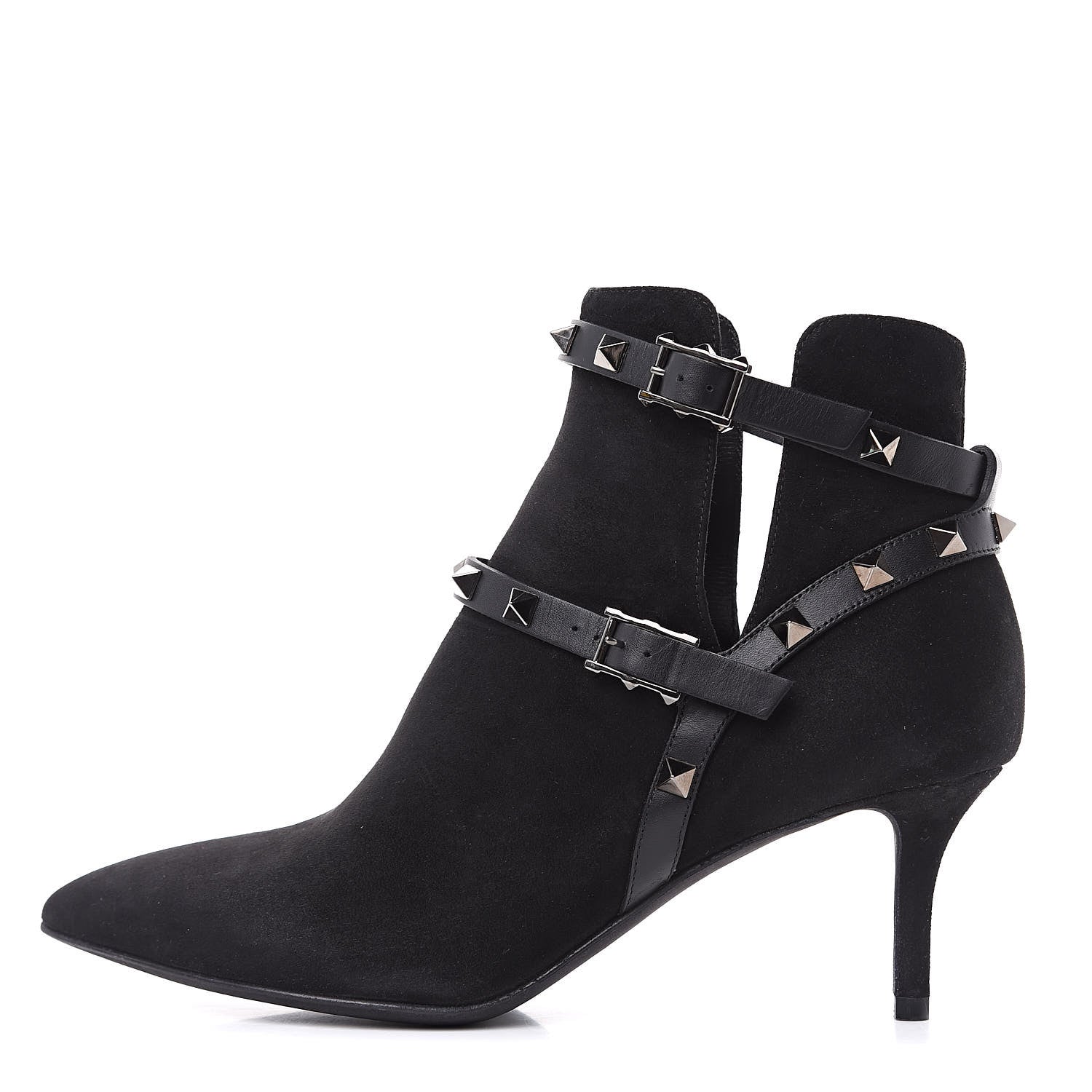 Valentino Garavani Suede Rockstud Double Buckle 65mm Ankle Boots 36.5 Black 1 of 11