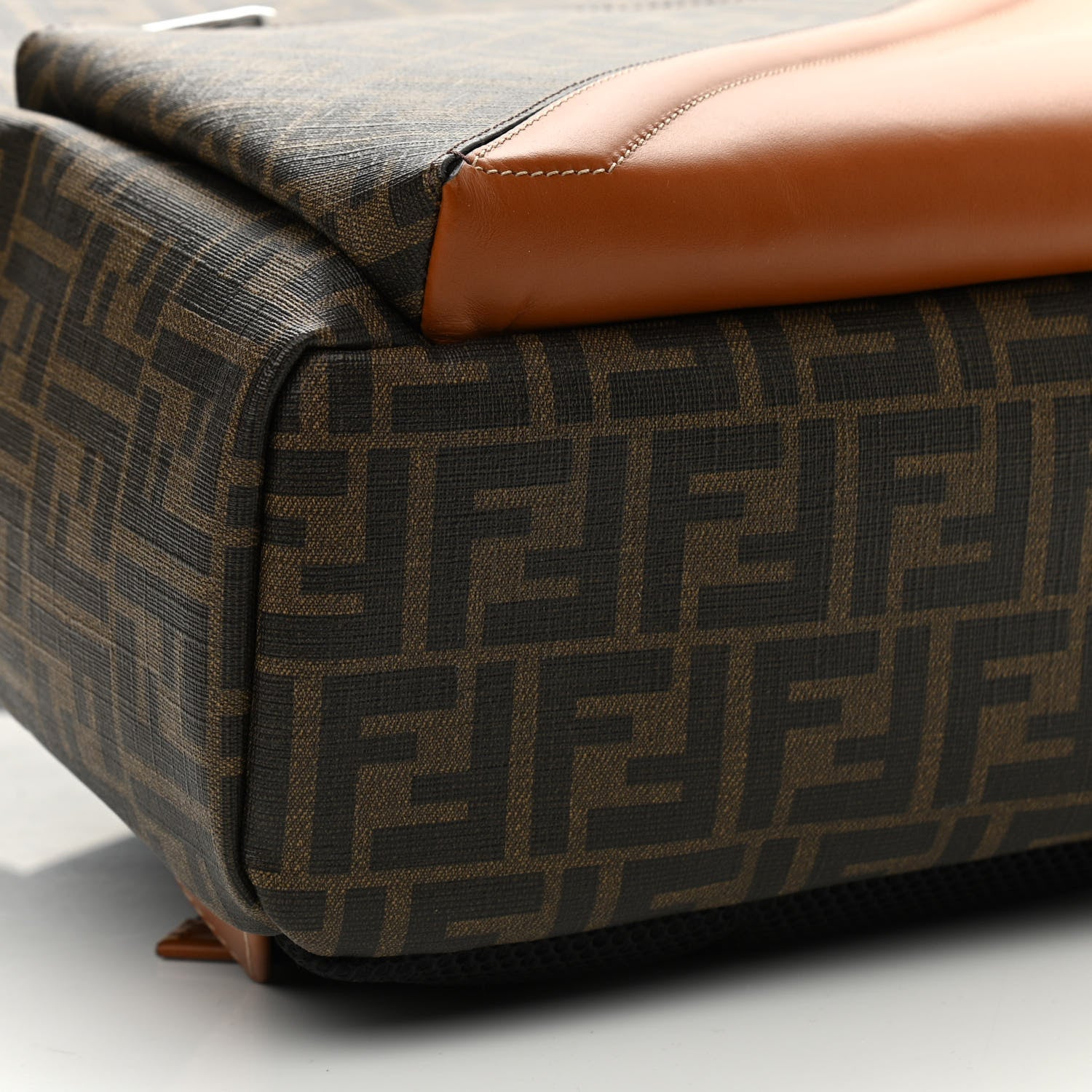 Fendi Glazed Fabric Vitello King FF 1974 Diagonal Pouch Pocket Backpack Tobacco Moro Cuoio 8 of 9