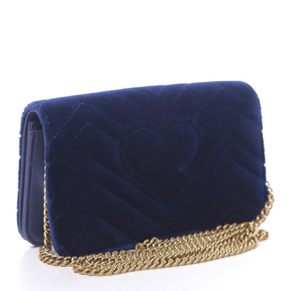 Gucci Velvet Matelasse GG Marmont Mini Bag Cobalt Blue 3 of 10