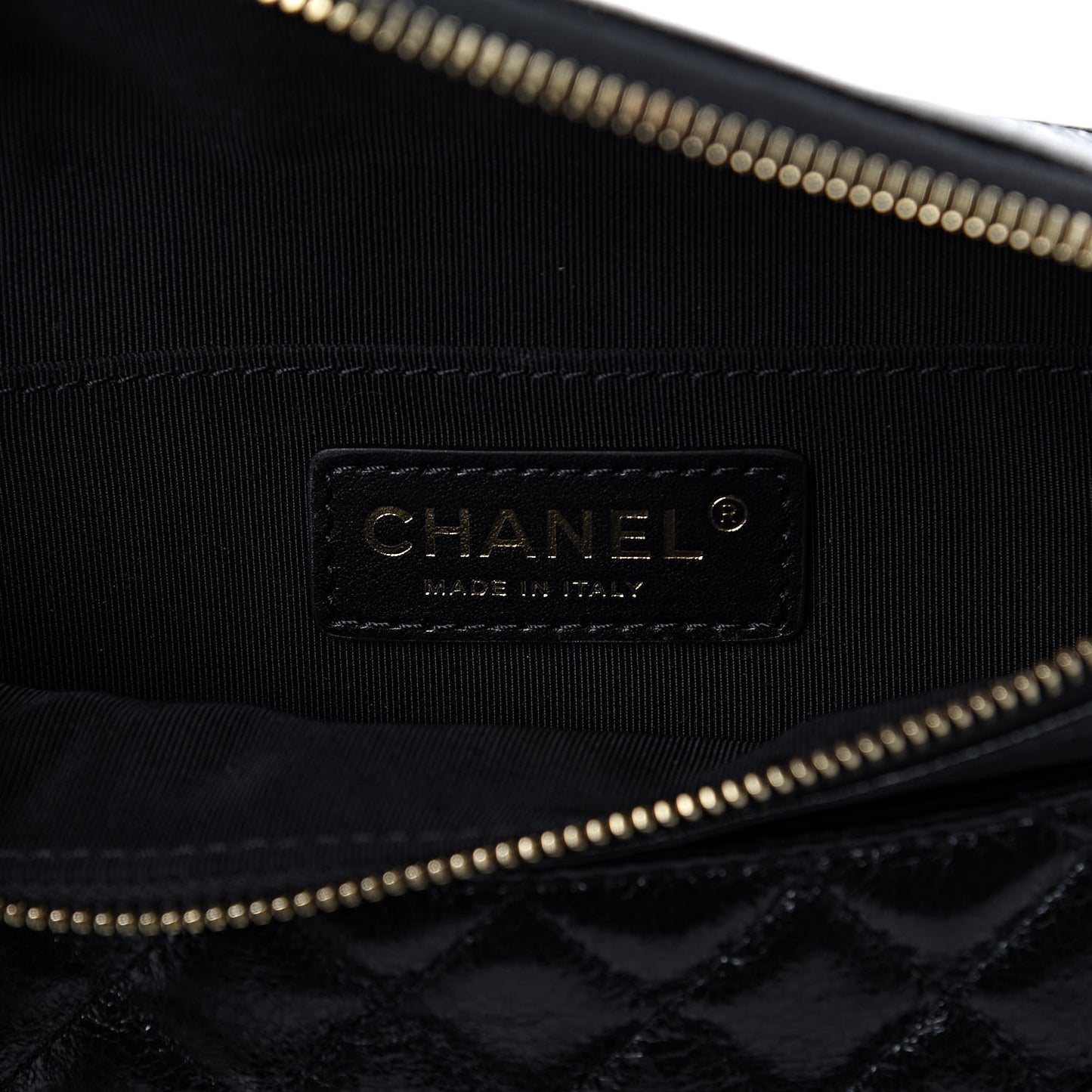Crumpled Glazed Lambskin Quilted Waist Bag Fanny Pack Black