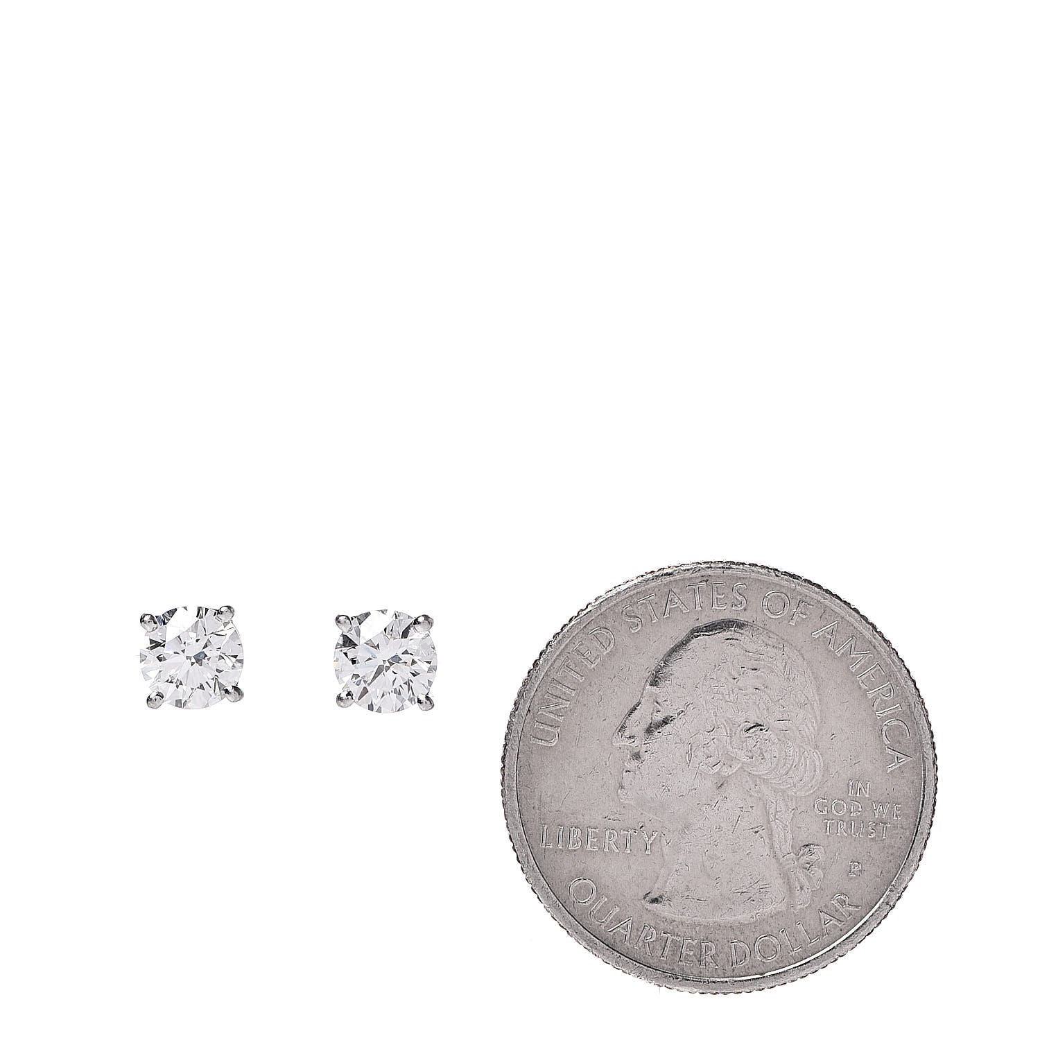 Tiffany Platinum Diamond 1.41ctw Round Solitaire Earrings 2 of 6