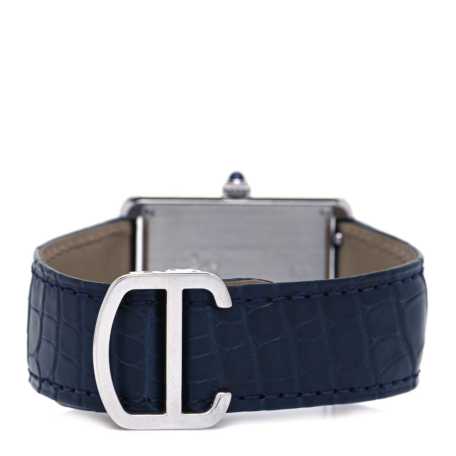 Cartier Stainless Steel Alligator 27mm Tank Solo Quartz Watch Blue 3 of 5