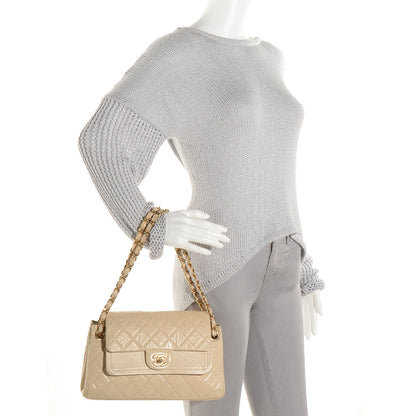 Chanel Aged Calfskin Quilted Accordion Double Flap Beige 2 of 8
