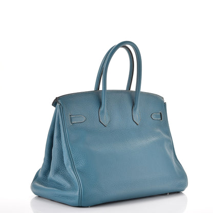 Hermes Taurillon Clemence Birkin 35 Blue Jean 3 of 40
